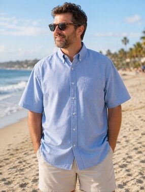 L.L. Bean Men's Blue Short Sleeve Shirt NWT 2XLT